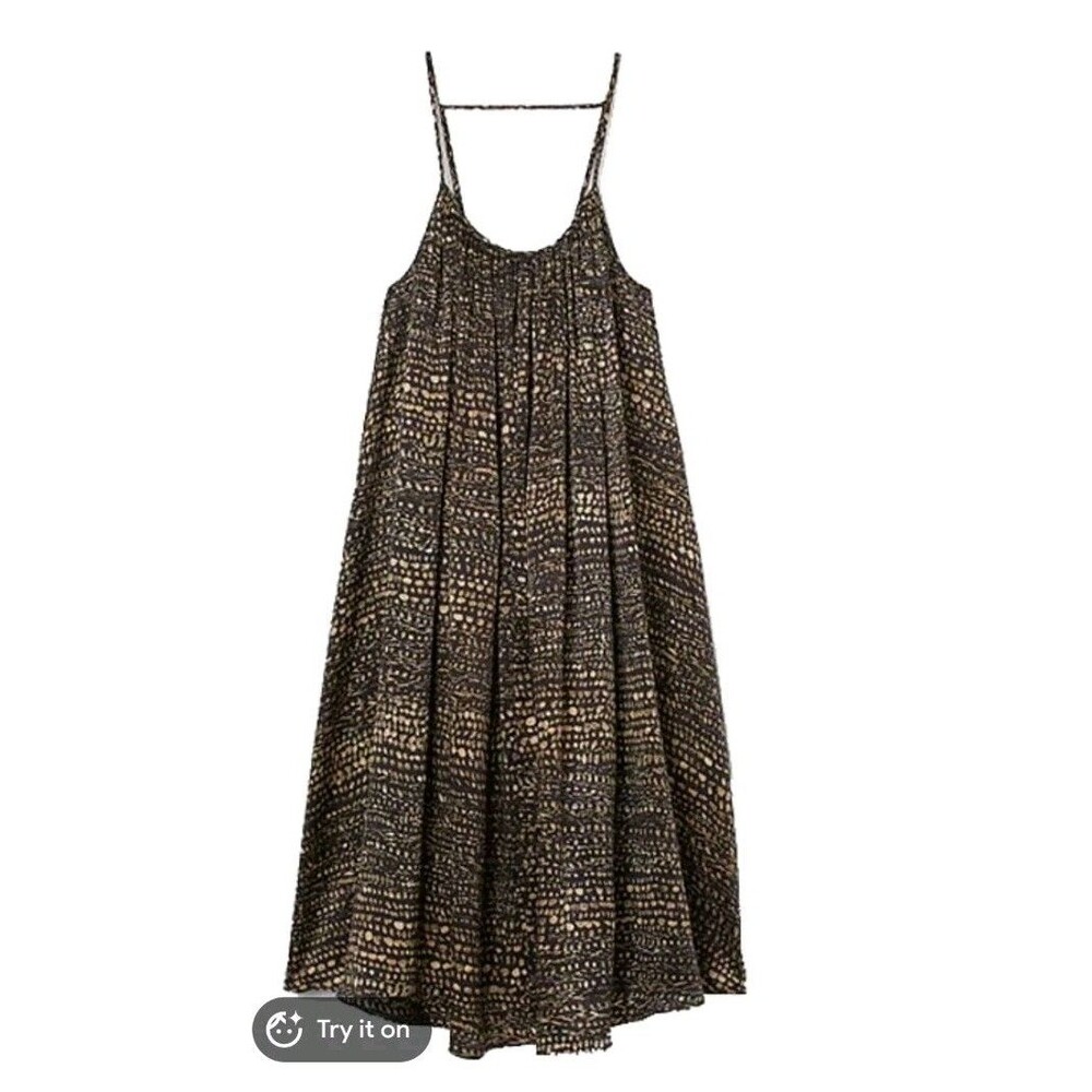 H&M 100% Silk Oversized Slip sleeveless Strappy Dress Midi M